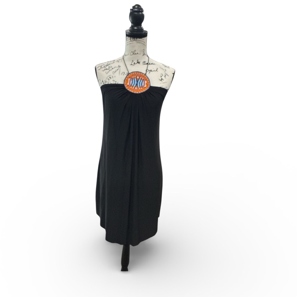 T-bags Los Angeles Vintage Women’s Halter Beaded Swing Dress black Size Medium